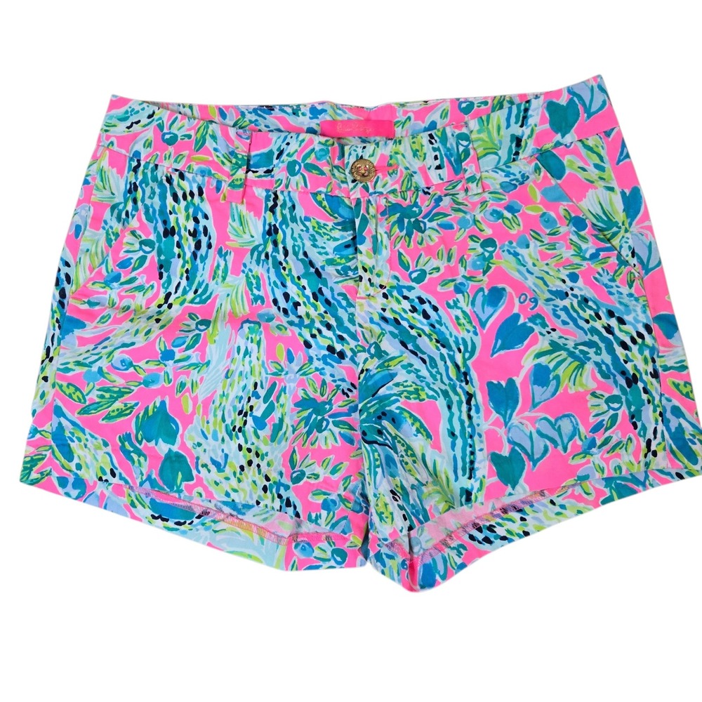 Lilly Pulitzer‎ Shorts Size 4 Pink Alligator Pattern Tropical Preppy Vacation 5"